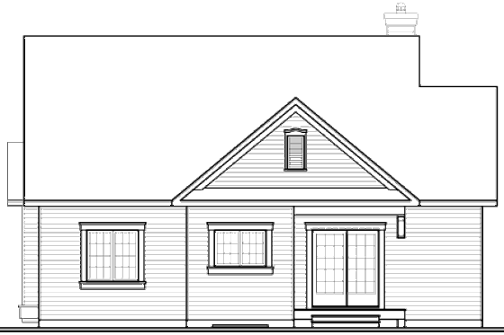 Exterior - Rear Elevation for Country House Plan #23-2201 - 2 bed, 1 bath