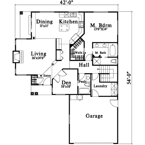 Cottage Floor Plan - Main Floor Plan #78-197