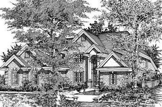 Exterior - Front Elevation for European House Plan #329-315 - 5 bed, 4 bath