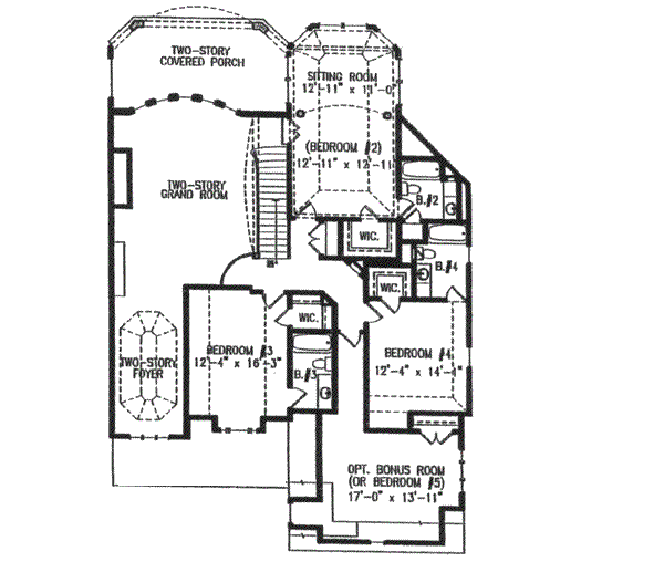 House Blueprint - European Floor Plan - Upper Floor Plan #54-101