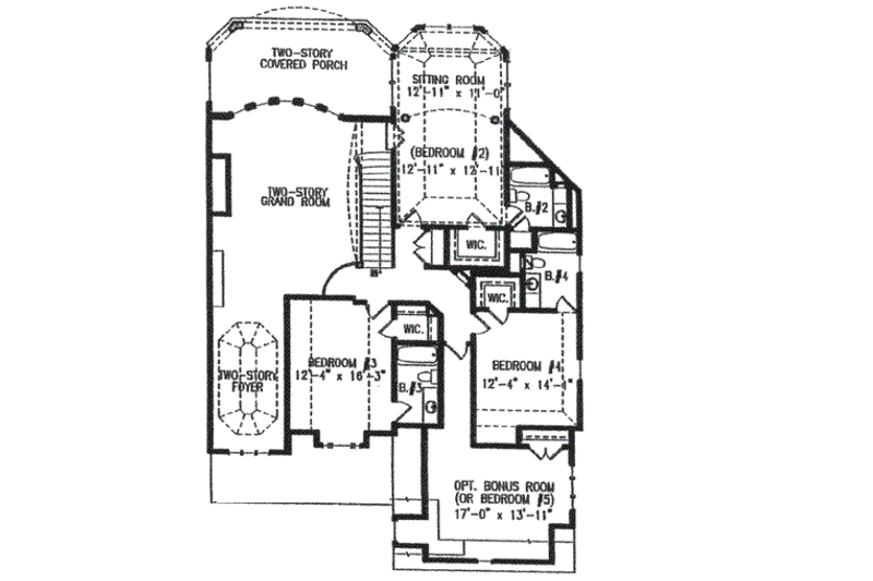 Home Plan - Floor Plan - Upper Floor for European House Plan #54-101 - 5 bed, 4.5 bath