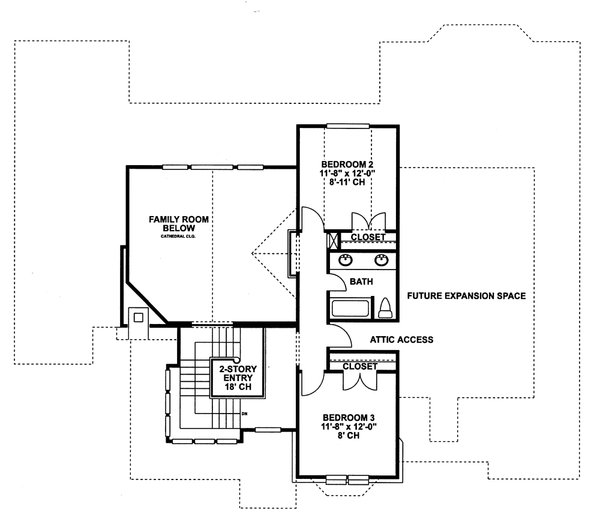Architectural House Design - European Floor Plan - Upper Floor Plan #20-967