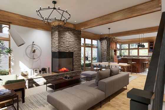 Interior - Family Room for Contemporary House Plan #54-675 - 3 bed, 2 bath