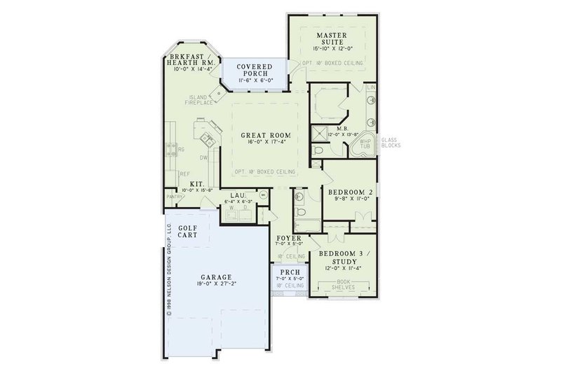 House Blueprint - Floor Plan - Main Floor for European House Plan #17-190 - 3 bed, 2 bath