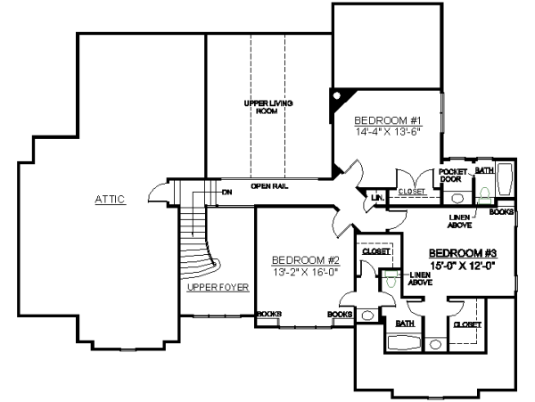 European Floor Plan - Upper Floor Plan #119-294