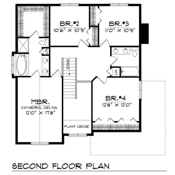Home Plan - Traditional Floor Plan - Upper Floor Plan #70-307