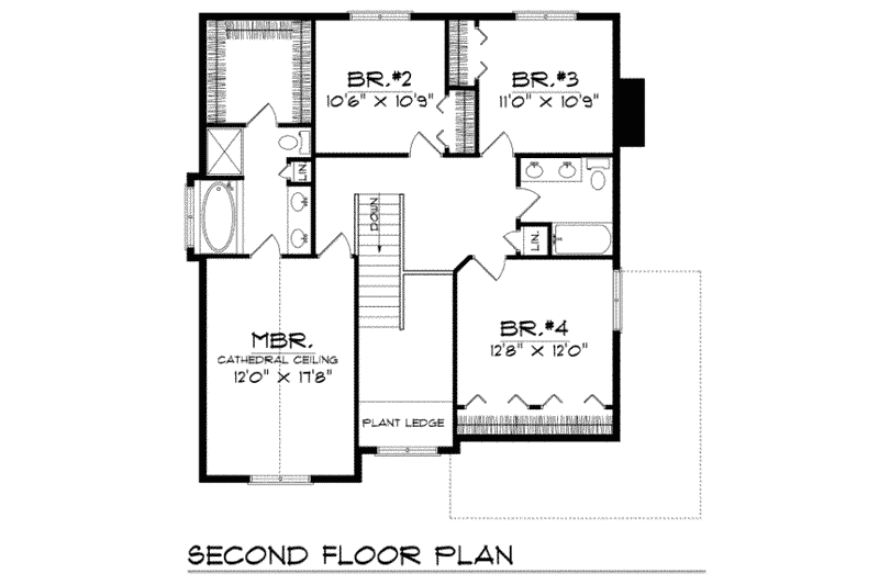 Dream House Plan - Floor Plan - Upper Floor for Traditional House Plan #70-307 - 4 bed, 2.5 bath
