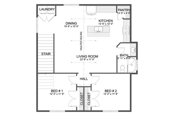 Home Plan - Floor Plan - Upper Floor for Traditional House Plan #1060-500 - 2 bed, 1.5 bath