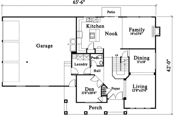 Floor Plan - Main Floor for Bungalow House Plan #78-191 - 3 bed, 2.5 bath