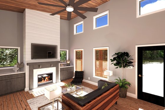 Interior - Family Room for Modern House Plan #44-295 - 2 bed, 1 bath