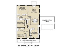 Floor Plan - Main Floor for Craftsman House Plan #44-235 - 3 bed, 2 bath