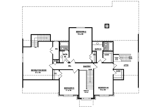 Floor Plan - Upper Floor for Traditional House Plan #81-591 - 4 bed, 3.5 bath