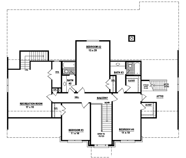 Traditional Floor Plan - Upper Floor Plan #81-591