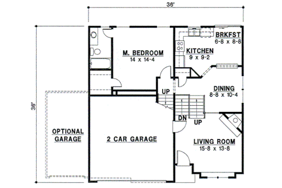 Floor Plan - Main Floor for Traditional House Plan #67-124 - 3 bed, 2 bath