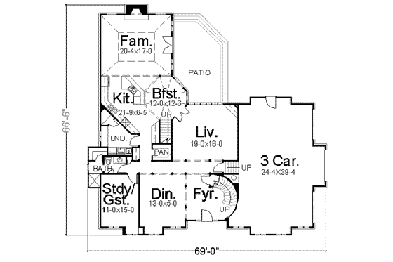 Floor Plan - Main Floor for European House Plan #119-239 - 5 bed, 4 bath