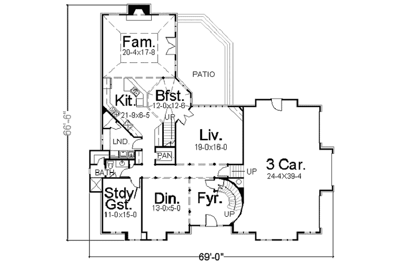 Home Plan - Floor Plan - Main Floor for European House Plan #119-239 - 5 bed, 4 bath