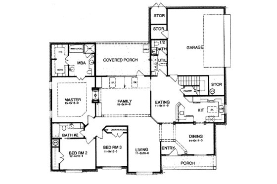 Floor Plan - Main Floor for Traditional House Plan #15-206 - 3 bed, 3 bath