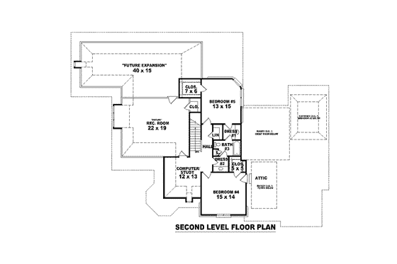 Floor Plan - Upper Floor for European House Plan #81-1637 - 5 bed, 3.5 bath