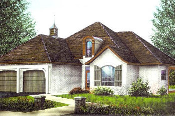 Exterior - Front Elevation for European House Plan #15-115 - 3 bed, 2 bath