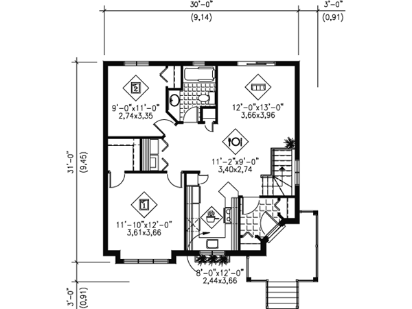 Architectural House Design - Cottage Floor Plan - Main Floor Plan #25-4111