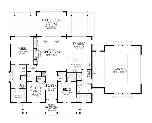 Architectural House Design - Farmhouse Floor Plan - Main Floor Plan #48-1190
