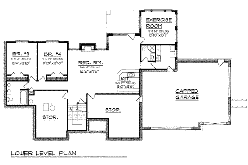 Home Plan - Floor Plan - Lower Floor for European House Plan #70-820 - 4 bed, 4.5 bath