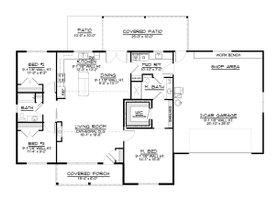 Floor Plan - Main Floor for Ranch House Plan #1064-135 - 3 bed, 2 bath
