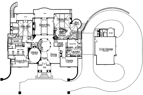 Floor Plan - Main Floor for European House Plan #119-183 - 5 bed, 6.5 bath