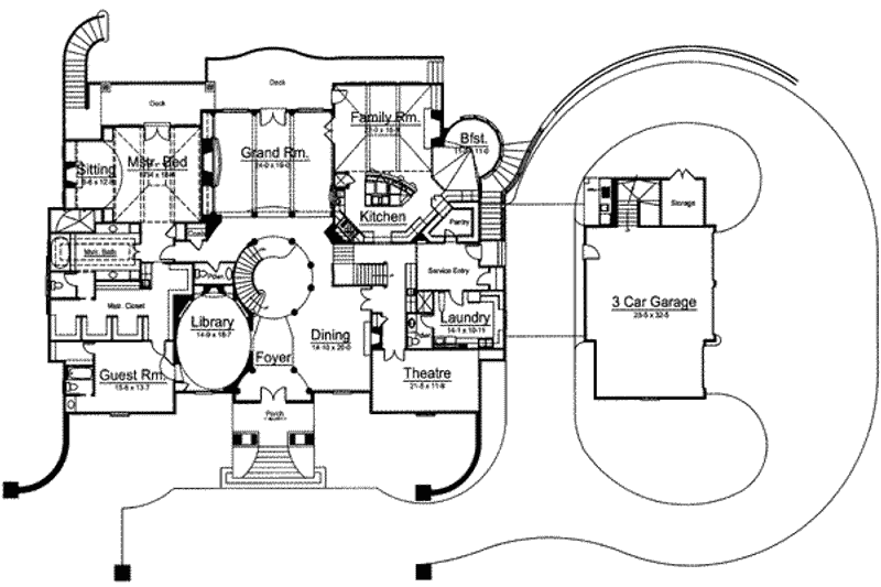Home Plan - Floor Plan - Main Floor for European House Plan #119-183 - 5 bed, 6.5 bath