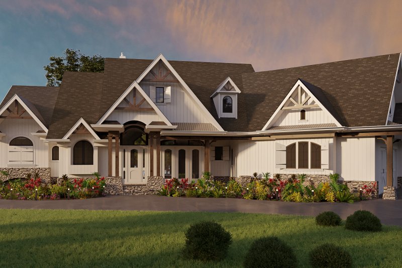House Blueprint - Exterior - Front Elevation 3 for Ranch House Plan #54-445 - 3 bed, 3.5 bath