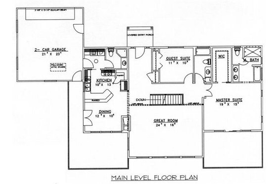 Floor Plan - Main Floor for Bungalow House Plan #117-530 - 5 bed, 4 bath