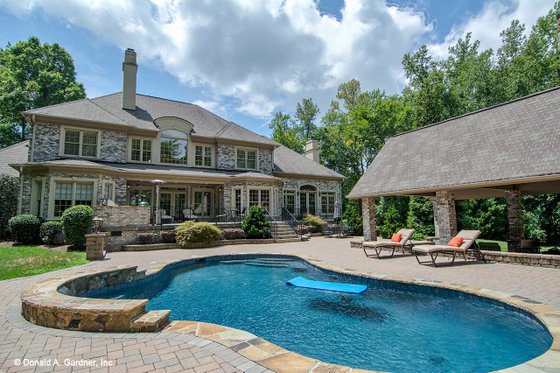 Exterior - Rear Elevation for European House Plan #929-479 - 5 bed, 4.5 bath