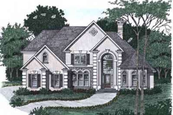 Exterior - Front Elevation for European House Plan #129-161 - 4 bed, 3.5 bath