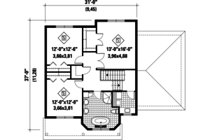 Floor Plan - Upper Floor for Country House Plan #25-4480 - 3 bed, 1 bath