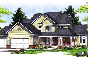 Exterior - Front Elevation for Traditional House Plan #70-624 - 3 bed, 2.5 bath