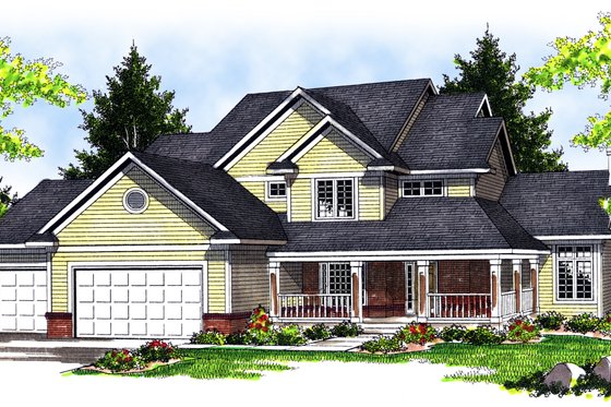 Exterior - Front Elevation for Traditional House Plan #70-624 - 3 bed, 2.5 bath