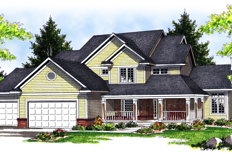 Home Plan - Exterior - Front Elevation for Traditional House Plan #70-624 - 3 bed, 2.5 bath