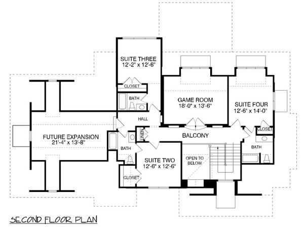 Traditional Floor Plan - Upper Floor Plan #413-886