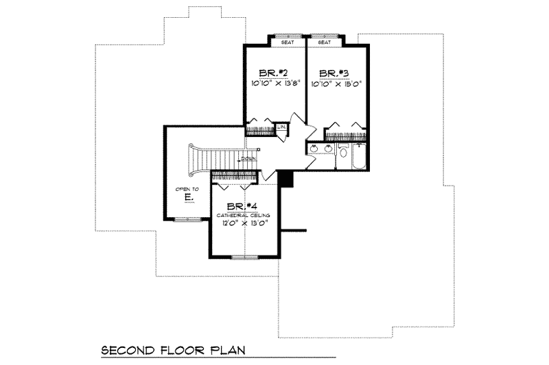 Home Plan - Floor Plan - Upper Floor for Traditional House Plan #70-454 - 4 bed, 2.5 bath