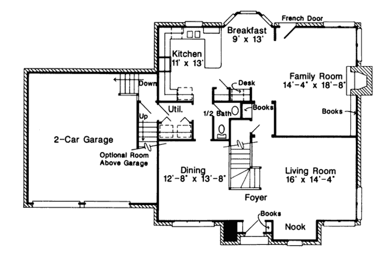 Home Plan - Floor Plan - Main Floor for European House Plan #410-367 - 4 bed, 2.5 bath