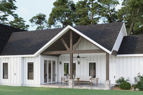 Exterior - Covered Porch for Farmhouse House Plan #461-94 - 4 bed, 3 bath
