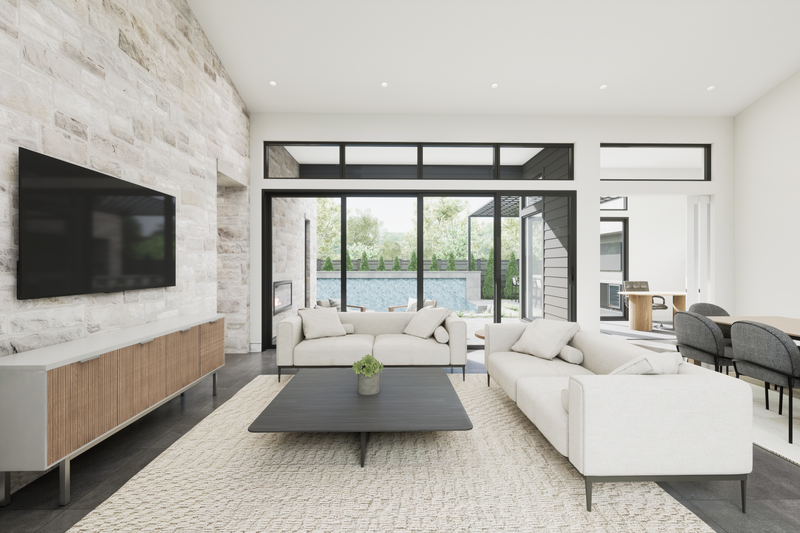House Blueprint - Interior - Family Room 1 for Modern House Plan #1087-1 - 4 bed, 3.5 bath