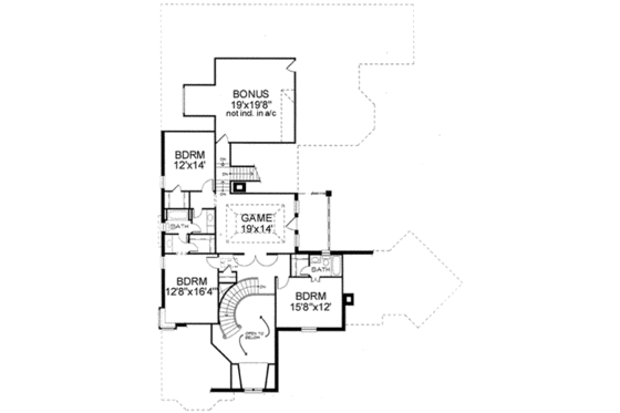 Floor Plan - Upper Floor for European House Plan #141-146 - 5 bed, 5 bath