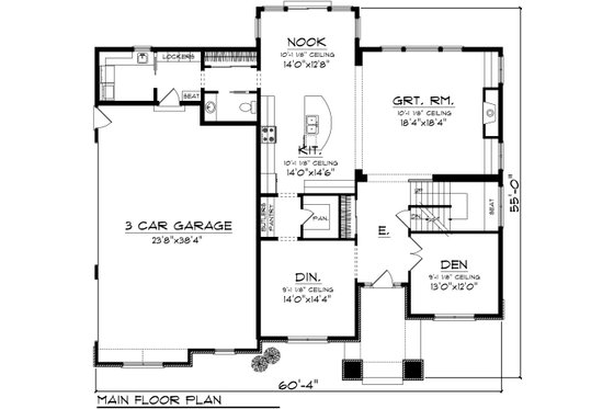 Floor Plan - Main Floor for Traditional House Plan #70-1089 - 4 bed, 3.5 bath