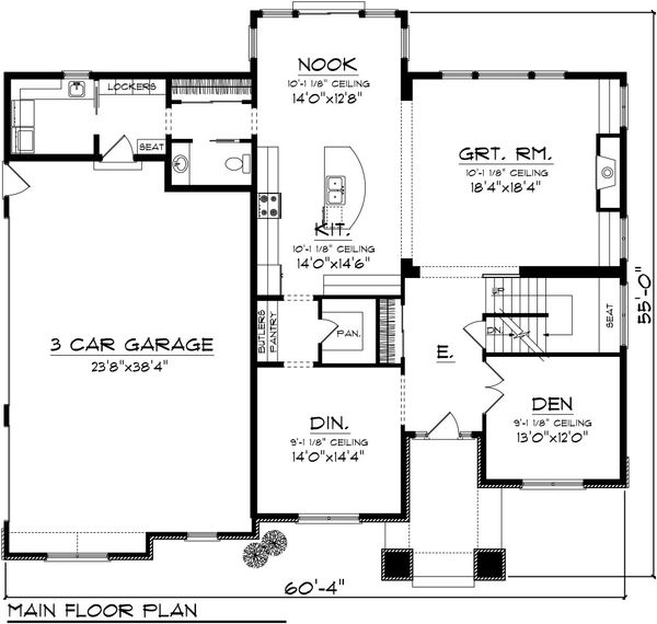 Architectural House Design - Traditional Floor Plan - Main Floor Plan #70-1089