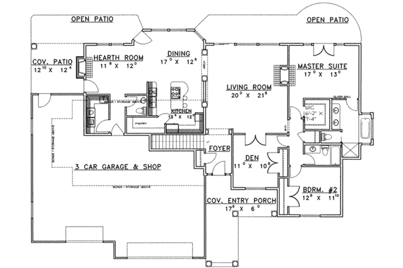 Architectural House Design - Floor Plan - Main Floor for Traditional House Plan #117-278 - 2 bed, 2 bath