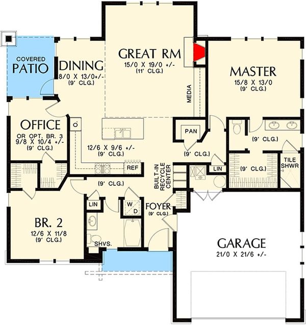 Home Plan - Craftsman Floor Plan - Main Floor Plan #48-560