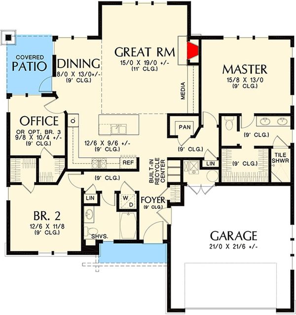 Architectural House Design - Craftsman Floor Plan - Main Floor Plan #48-560