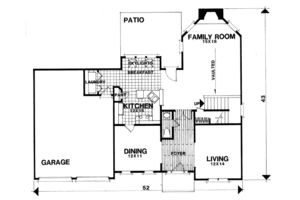 Floor Plan - Main Floor for European House Plan #56-165 - 3 bed, 2.5 bath