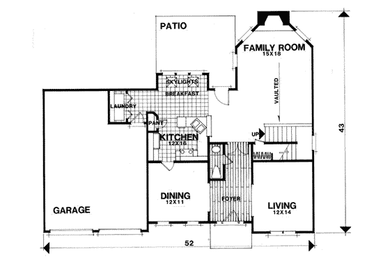 Floor Plan - Main Floor for European House Plan #56-165 - 3 bed, 2.5 bath